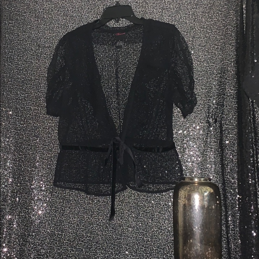 Torrid Plus Size Tie Front Sheer Top